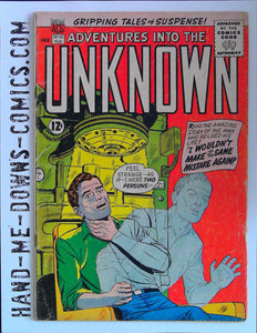 Adventures Into The Unknown 142 - 1963 - Good/Very Good  The Magic Bark! - story by Richard Hughes as "Shane O'Shea," art by Chic Stone. He's Watching Over Me! and I Wouldn't Make the Same Mistake Again! - story by Richard Hughes as "Zev Zimmer," art by Paul Reinman. The Girl Outside - art by Harry Lazarus. Cover price $0.12
