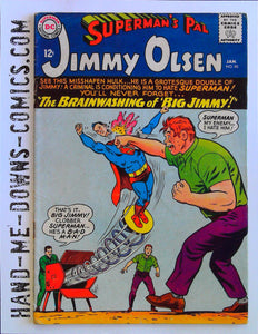 Superman's Pal Jimmy Olsen 90 - 1966 - Very Good  Cover by Curt Swan, inks by George Klein. The Brain-Washing of Big Jimmy! - story by Jerry Siegel, pencils by Curt Swan, inks by George Klein. Mr. Mxyzptlk's Partner in Crime! - story by Otto Binder, art by George Papp. Cover price $0.12