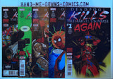Deadpool Kills the Marvel Universe Again 1 2 3 4 5 - 2017 - Complete Set - Story by Cullen Bunn. Art by Dalibor Talajic. Deadpool is killing all of your favorite Marvel Heroes in the most horrific ways. It's gonna hurt him more than it hurts you…and you're gonna love it! 28 pages, full color. Parental Advisory