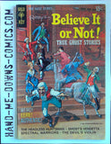 Ripley's Believe it or Not 18 - True Ghost Stories - 1970 - Fine  Number 10208-002, February. Issue 12. The Headless Huntsman. The Phantom German - text story. The Ghost's Vendetta. The Spectral Warriors. The Devil's Violin. Several pages of Gold Key Club Comics features. Cover price $0.15