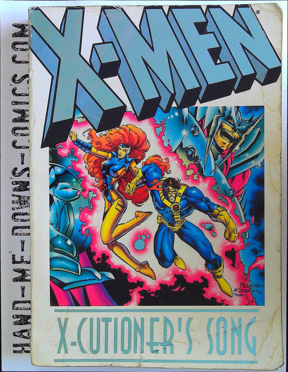 X-Men: X-cutioner's Song - TPB - 1994 - First Printing - Fair/Good  Prestige format book collecting X-Factor 84, 85 & 86; X-Force 16, 17 & 18; X-Men 14, 15 & 16; and Uncanny X-Men 294, 295 & 296. Cover by Joe Madureira. Writers - Scott Lobdell, Peter David and Fabian Niceza. Artists - Brandon Peterson, Jae Lee, Andy Kubert and Greg Capullo. Cover price $24.95