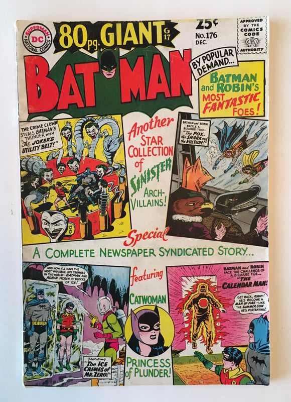 Batman 176 - 1965 - Mr Freeze, Joker, Catwoman - VG/F