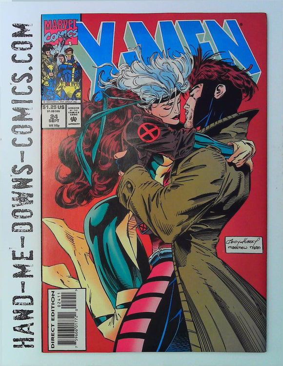 X-MEN 24 - 1993 - Marvel Comics - First Kiss Between Rogue and Gambit - Near Mint  Cover by Andy Kubert, inks by Matt Ryan. Story by Fabian Nicieza, pencils by Andy Kubert, inks by Bill Sienkiewicz. Rogue and Gambit go on a date, First Kiss. Cover price $1.25